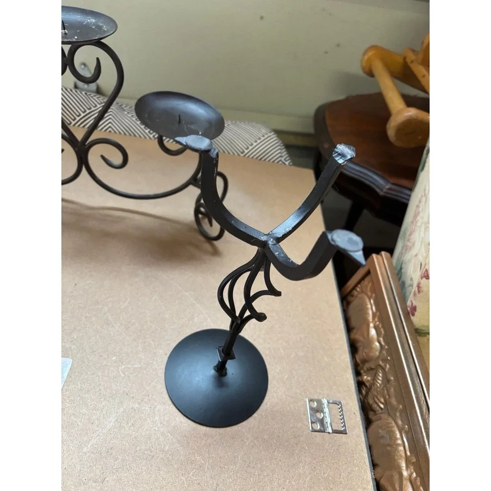 Wrought Iron Table Top Pillar Candle Holders, Set Of 4 Pieces